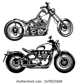 motorcycle machine  custom  vintage  ilustration 