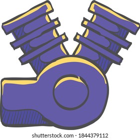 Motorcycle machine icon in color drawing. Automotive bike sport transportation power fuel