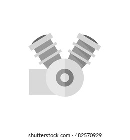 Motorcycle machine icon in flat color style. Automotive bike sport transportation power fuel