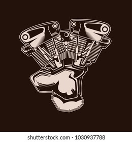 Motorcycle Machine On Dark Background