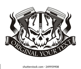 motorcycle machine skull ribbon
