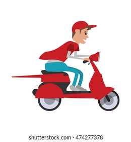 motorcycle man transportation delivery shipping icon. Flat and Isolated design. Vector illustration