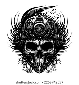 Motorcycle mechanic skull is a popular symbol in biker culture, representing a tough, gritty persona with a deep knowledge of motorcycle mechanics	
