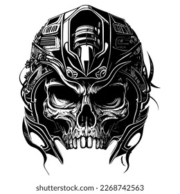 Motorcycle mechanic skull is a popular symbol in biker culture, representing a tough, gritty persona with a deep knowledge of motorcycle mechanics	
