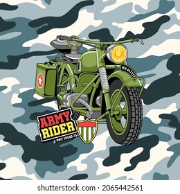 ilustración de vector de operaciones terrestres militares de motocicleta