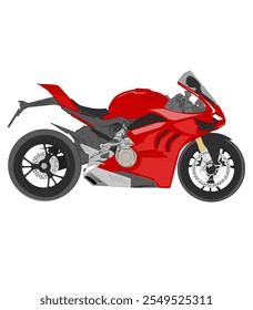Modelo de motocicleta corrida de velocidade vermelha