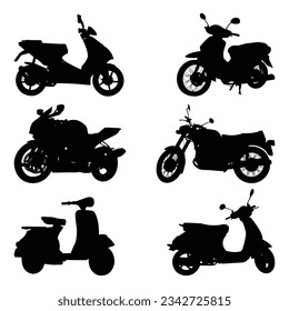 Motorcycle or Modern Bike Silhouettes Vector Illustration