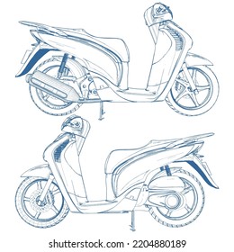 Motorrad Moderner Motor Vektor 28. Illustration einzeln auf weißem Hintergrund. Eine Vektorgrafik eines Motorrades.