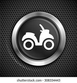 Motorcycle Moped on Black Round Button