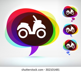 Motorcycle Moped on Colorful Speech Bubble