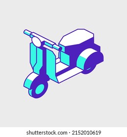 Motorcycle moped scooter isometric vector icon illustration