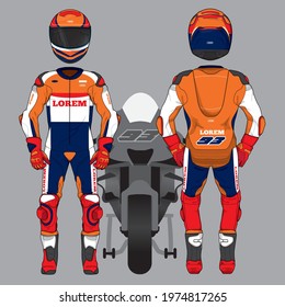 Motorcycle moto racing uniform design set mock up vector