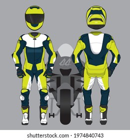 Motorcycle moto racing uniform design set mock up vector