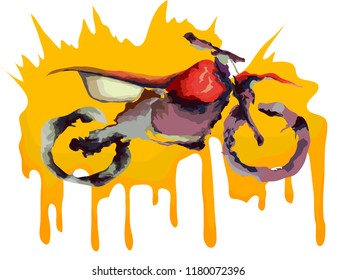 Motorcycle Motocross off-road bike, water color drawing