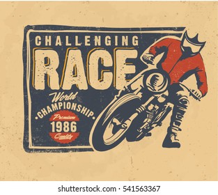 motorcycle. motocross vector.  T-shirt design. Vintage typography label