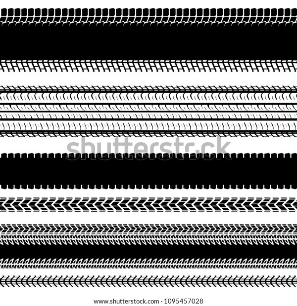 Motorcycle and motor tire tracks seamless
pattern. Seamless automotive brushes useful for poster, print,
flyer, book, brochure and leaflet design. Editable vector
illustration in monochrome
colors.