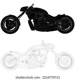 Motor de motocicleta Vector 32. Ilustración Aislada En Fondo Blanco. Ilustración vectorial de una motocicleta.
