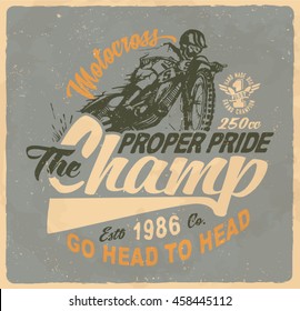 motorcycle. motorcross. Vintage illustration typography t-shirt printing