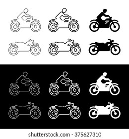 Motorcycle and motorcyclist
Image of a two-wheeled vehicle with a motor and a moving person on this device.