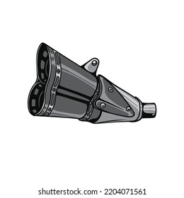 Motorcycle Muffler Part on white background