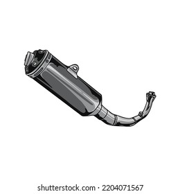 Motorcycle Muffler Part on white background