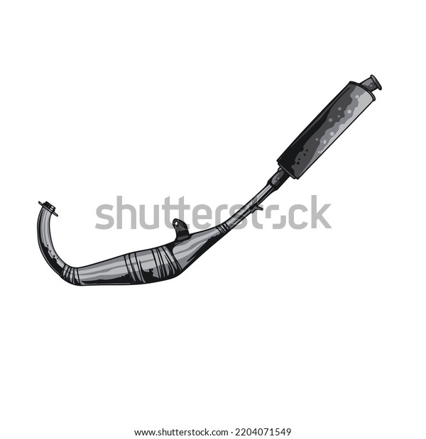 Motorcycle Muffler Part On White Background Stock Vector (Royalty Free