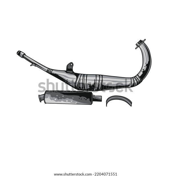 Motorcycle Muffler Part On White Background Stock Vector (Royalty Free