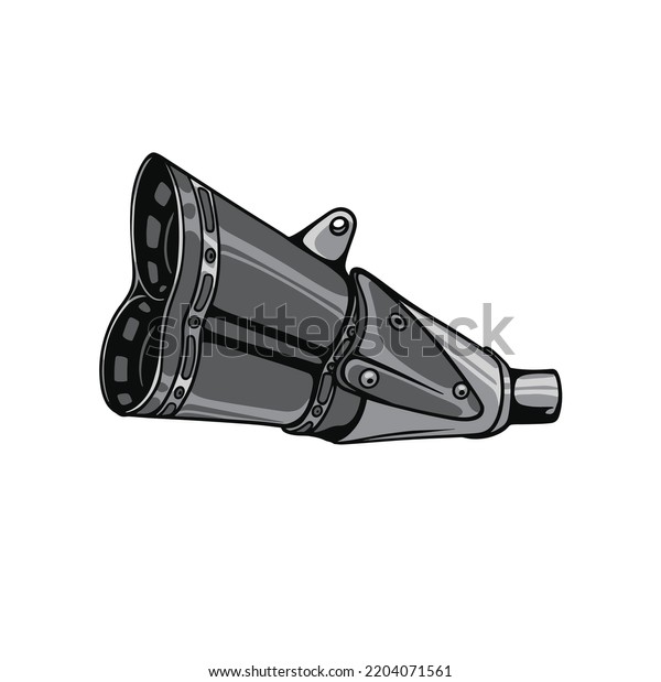 Motorcycle Muffler Part On White Background Stock Vector (Royalty Free