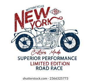 Motorcycle New York Custom Made  Editable for graphic tee t shirt or sweatshirt - Vector	 