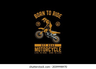 Motorcycle off road, design silhouette retro style