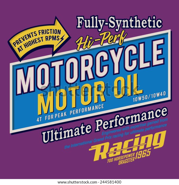 Motorcycle oil\
typography, t-shirt graphics,\
vectors