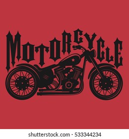 Motorcycle. Old School Vector Illustration.