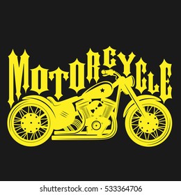 Motorcycle. Old School Vector Illustration.