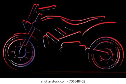 Motorcycle on black background,moto illustration, vector silhouette of bike.