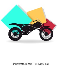 Motorcycle on colored background. Grunge vector illustration