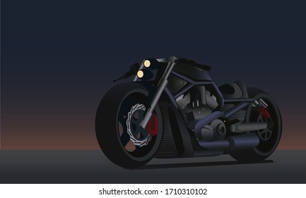 Motocicleta en un camino oscuro
