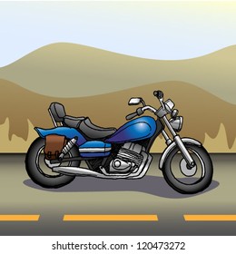 Motorcycle on the open road sketch Vector (also has a red color layer)