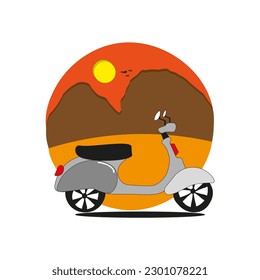 motorcycle on the road with sunset view