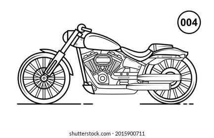 Motorcycle Outline Design for Drawing Book Style 004