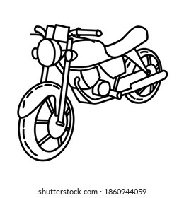 Motorcycle Outline Hand Drawn Icon Set Vector