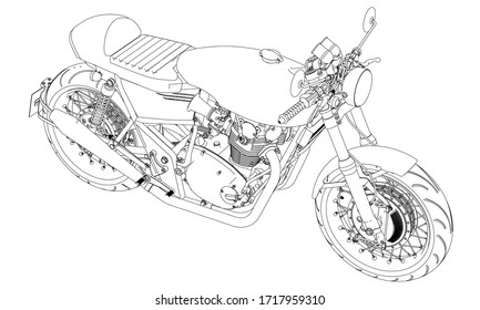 Vektorillustration der Motorradumrisse für Farbbuch