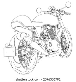 Motorcycle outline vector illustration. Motorcycle template vector isolated on white.