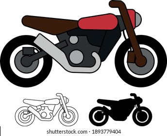 Motorcycle with outline and vector style