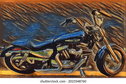 motorcycle painting, very cool color and realistic 