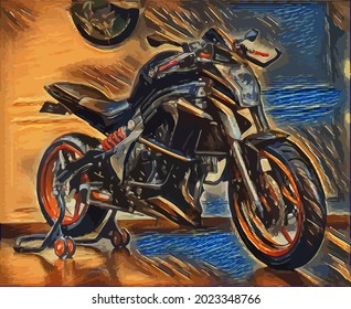 motorcycle painting, very cool color and realistic 