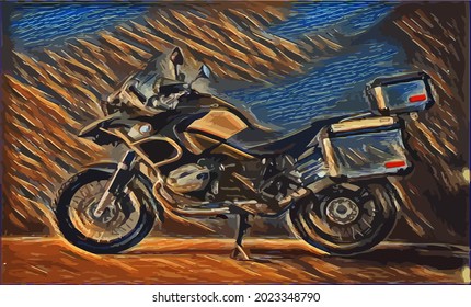 motorcycle painting, very cool color and realistic 