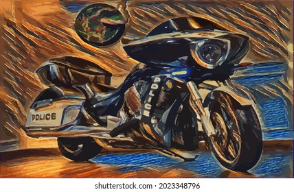 motorcycle painting, very cool color and realistic 