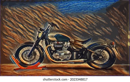 motorcycle painting, very cool color and realistic 