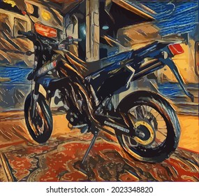 motorcycle painting, very cool color and realistic 