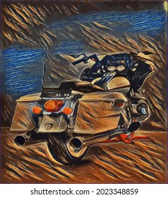 motorcycle painting, very cool color and realistic 